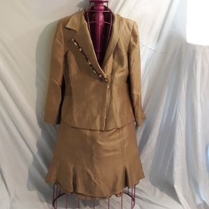 Womens Javier Simorra Gold Skirt/Jacket Size 10/12